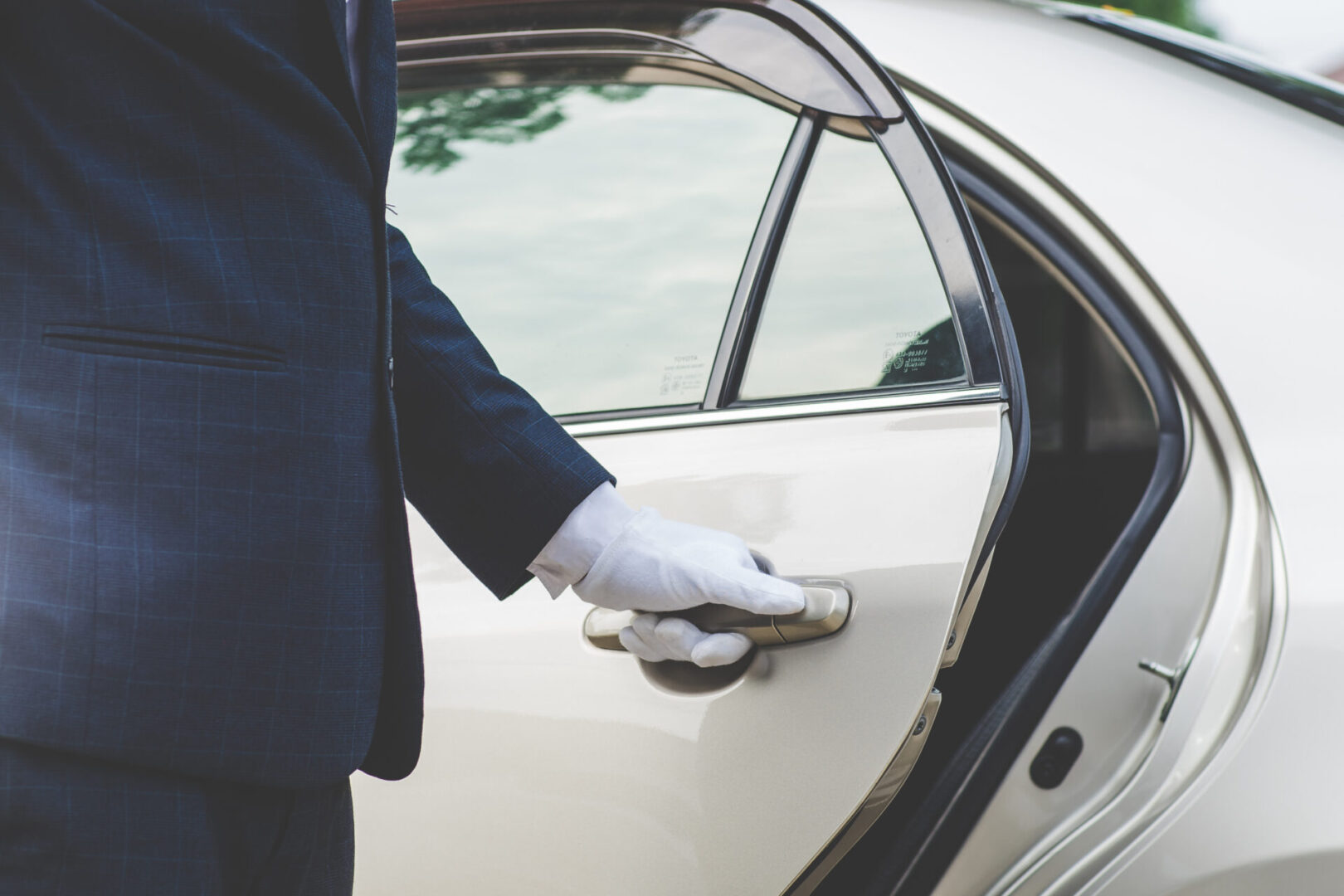 Businessman Handle Limousine Door Car